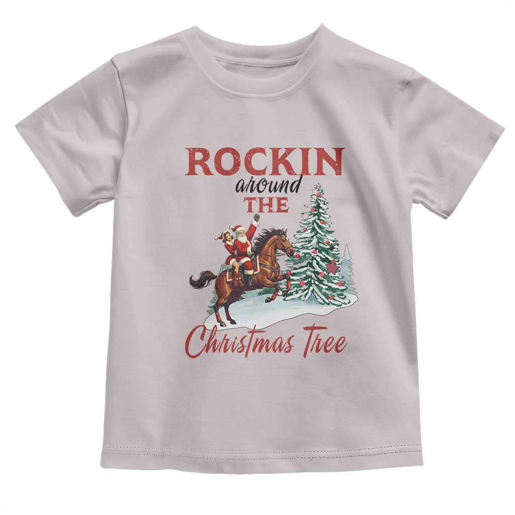 Cowboy Santa Western Christmas Toddler T Shirt Rockin Around The Xmas Tree - Wonder Print Shop