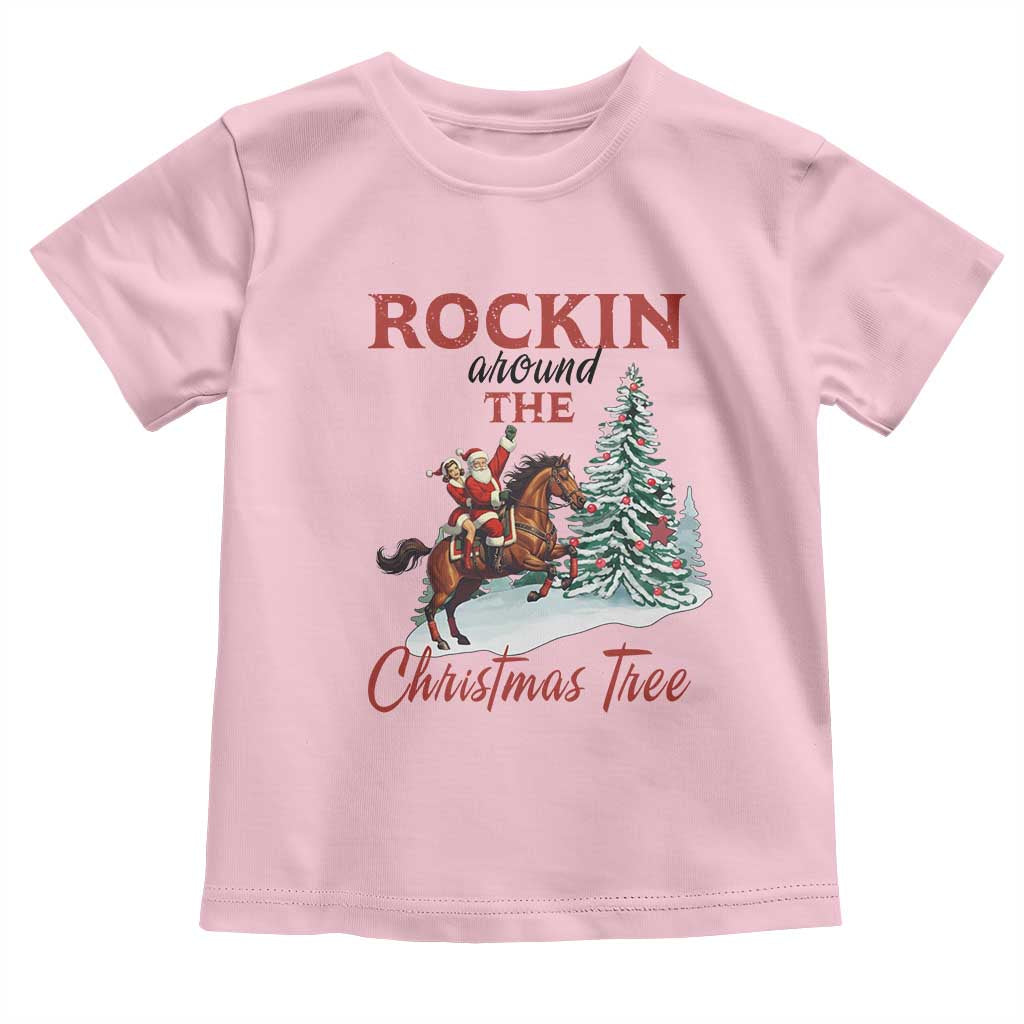 Cowboy Santa Western Christmas Toddler T Shirt Rockin Around The Xmas Tree - Wonder Print Shop