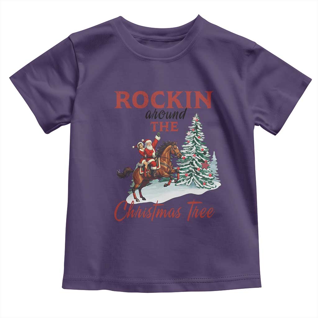 Cowboy Santa Western Christmas Toddler T Shirt Rockin Around The Xmas Tree - Wonder Print Shop