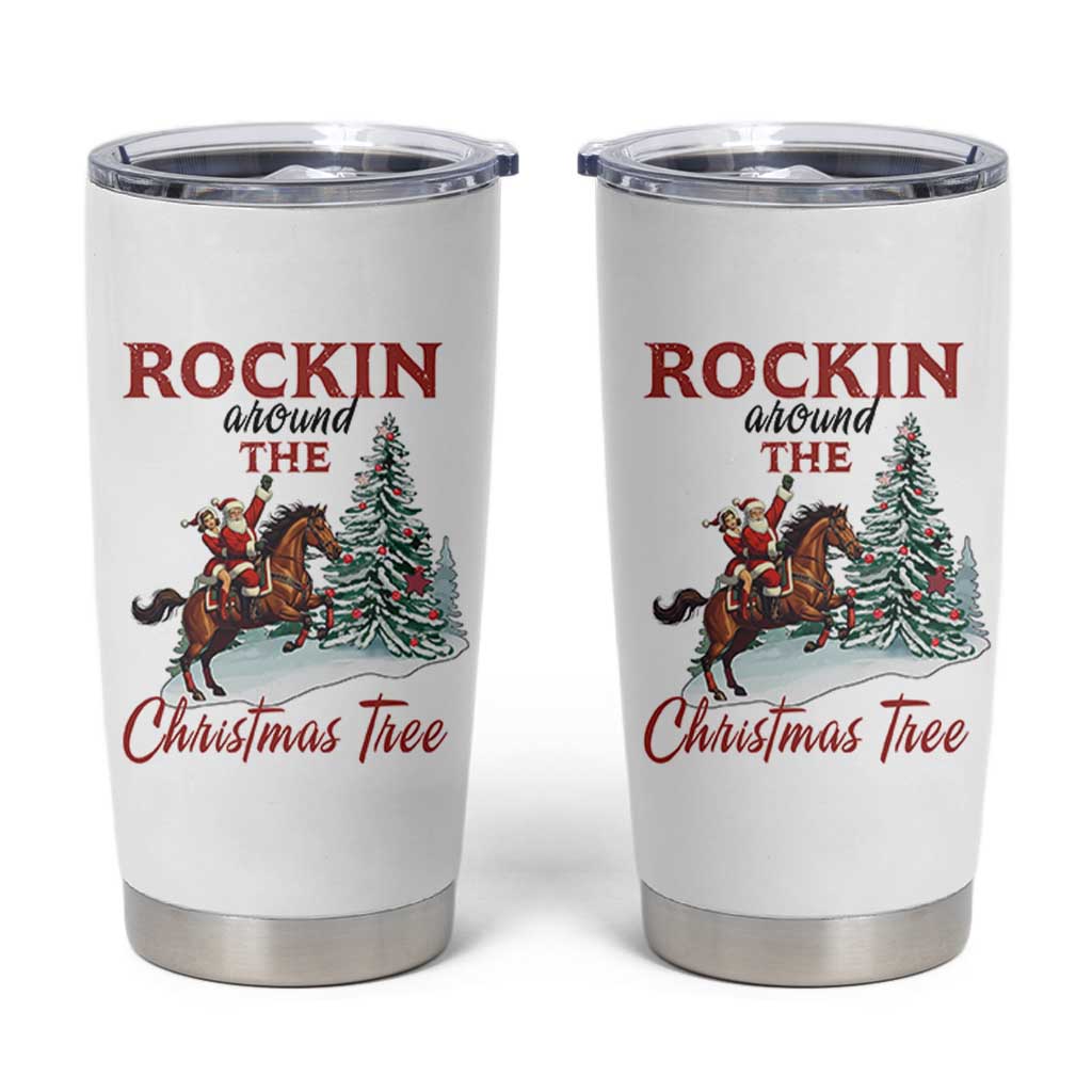 Cowboy Santa Western Christmas Tumbler Cup Rockin Around The Xmas Tree - Wonder Print Shop