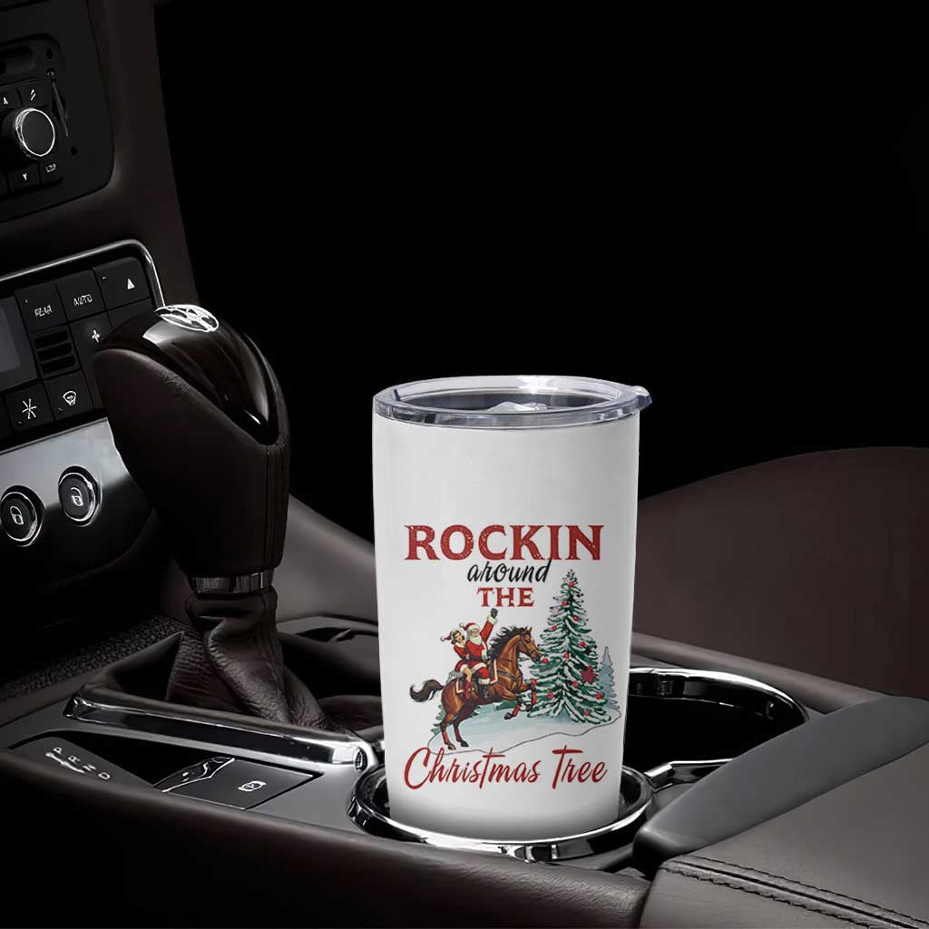 Cowboy Santa Western Christmas Tumbler Cup Rockin Around The Xmas Tree - Wonder Print Shop