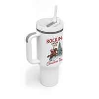 Cowboy Santa Western Christmas Tumbler With Handle Rockin Around The Xmas Tree - Wonder Print Shop
