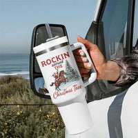 Cowboy Santa Western Christmas Tumbler With Handle Rockin Around The Xmas Tree - Wonder Print Shop
