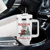 Cowboy Santa Western Christmas Tumbler With Handle Rockin Around The Xmas Tree - Wonder Print Shop