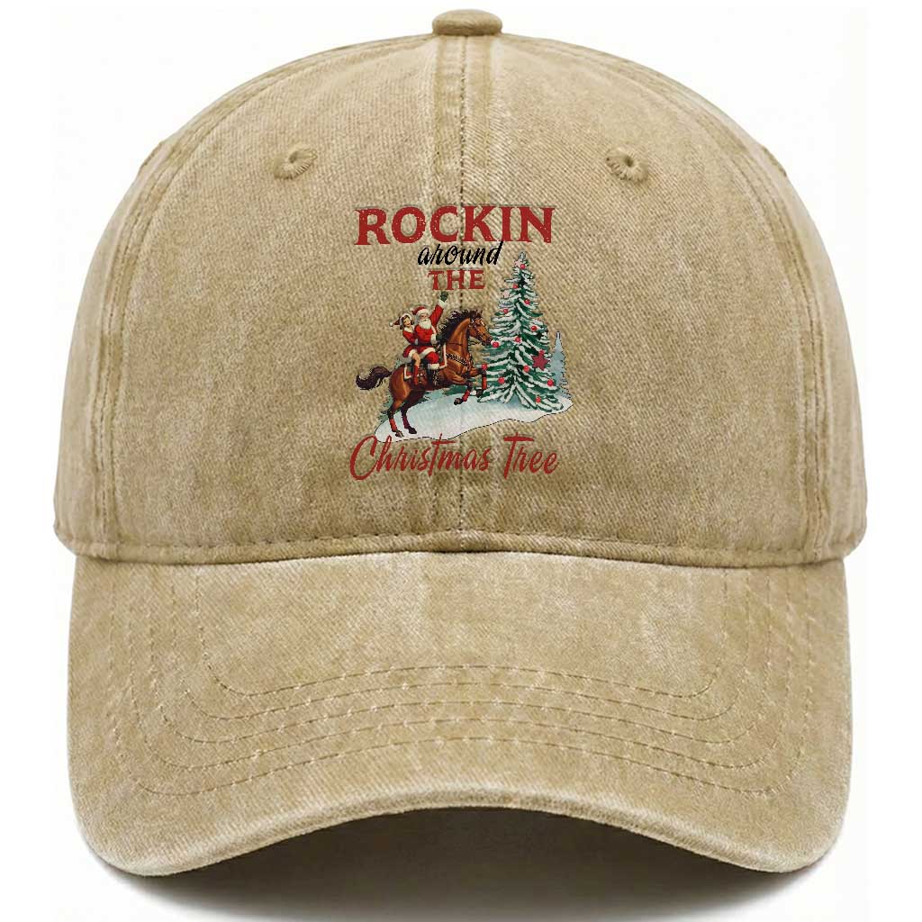 Cowboy Santa Western Christmas Washed Cotton Baseball Cap Rockin Around The Xmas Tree