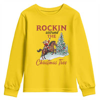 Cowboy Santa Western Christmas Youth Sweatshirt Rockin Around The Xmas Tree - Wonder Print Shop