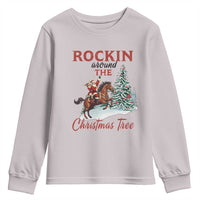 Cowboy Santa Western Christmas Youth Sweatshirt Rockin Around The Xmas Tree - Wonder Print Shop
