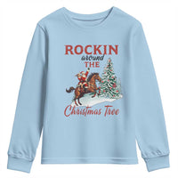 Cowboy Santa Western Christmas Youth Sweatshirt Rockin Around The Xmas Tree - Wonder Print Shop