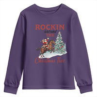 Cowboy Santa Western Christmas Youth Sweatshirt Rockin Around The Xmas Tree - Wonder Print Shop