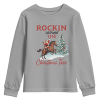 Cowboy Santa Western Christmas Youth Sweatshirt Rockin Around The Xmas Tree - Wonder Print Shop