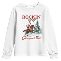 Cowboy Santa Western Christmas Youth Sweatshirt Rockin Around The Xmas Tree - Wonder Print Shop