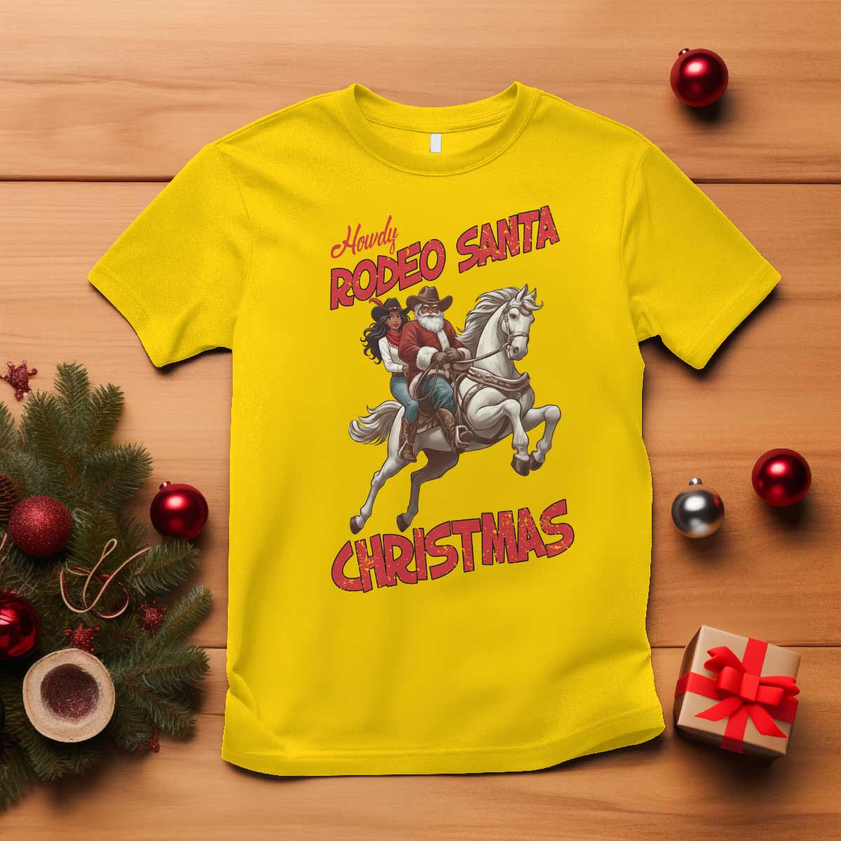 Black Cowboy Santa Christmas T Shirt African American Western - Wonder Print Shop