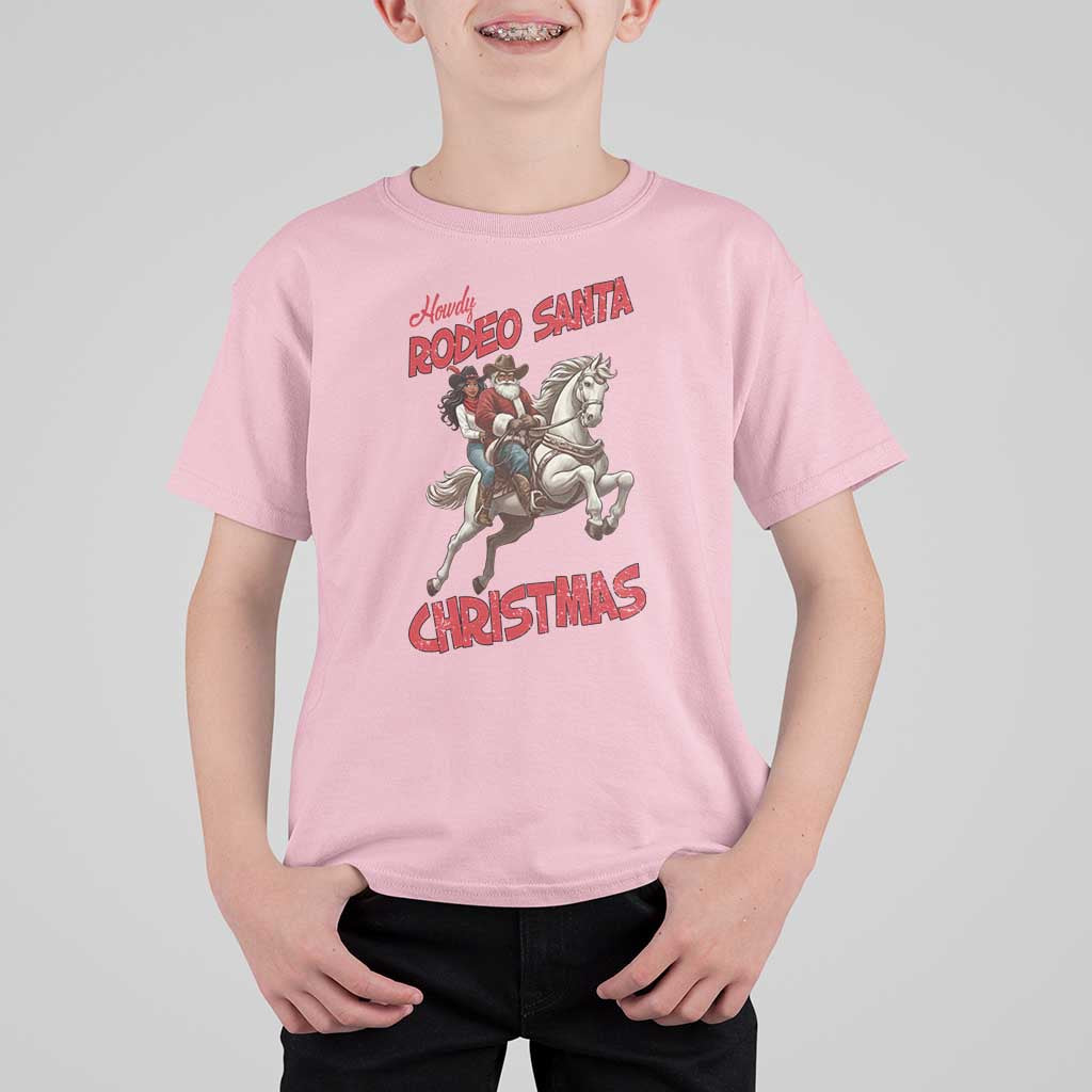Black Cowboy Santa Christmas T Shirt For Kid African American Western - Wonder Print Shop