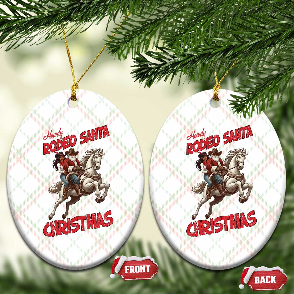 Black Cowboy Santa Christmas Ceramic Ornament African American Western - Wonder Print Shop