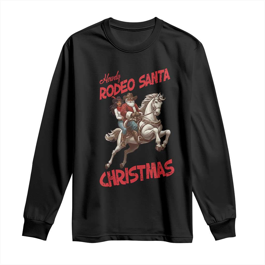 Black Cowboy Santa Christmas Long Sleeve Shirt African American Western - Wonder Print Shop