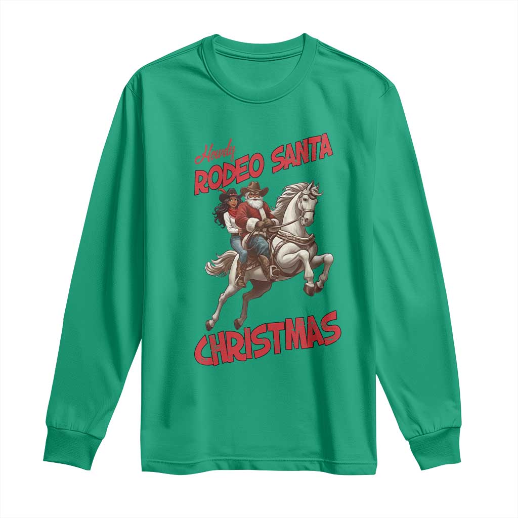 Black Cowboy Santa Christmas Long Sleeve Shirt African American Western - Wonder Print Shop