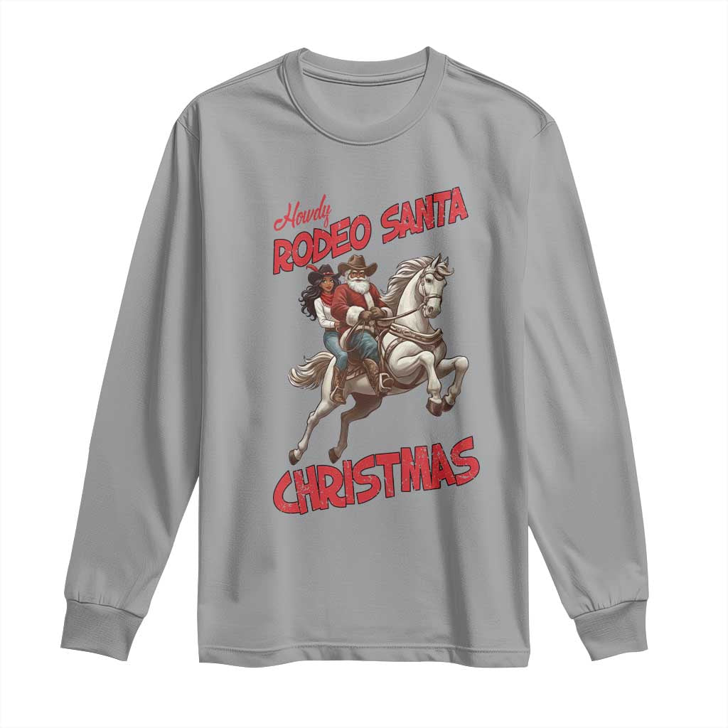 Black Cowboy Santa Christmas Long Sleeve Shirt African American Western - Wonder Print Shop