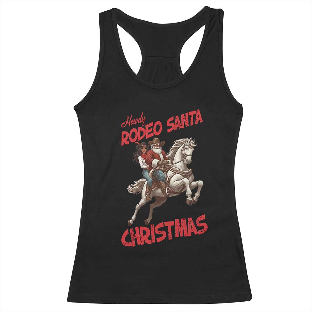 Black Cowboy Santa Christmas Racerback Tank Top African American Western - Wonder Print Shop