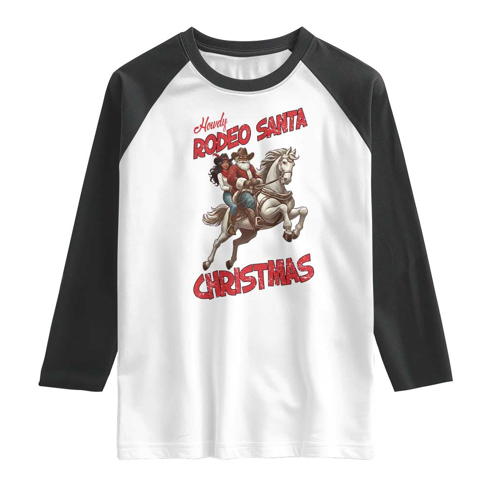 Black Cowboy Santa Christmas Raglan Shirt African American Western - Wonder Print Shop