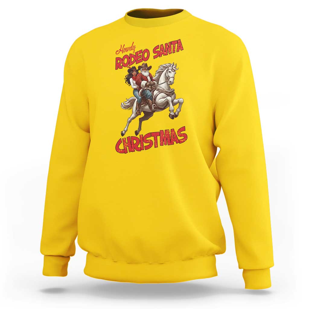 Black Cowboy Santa Christmas Sweatshirt African American Western - Wonder Print Shop