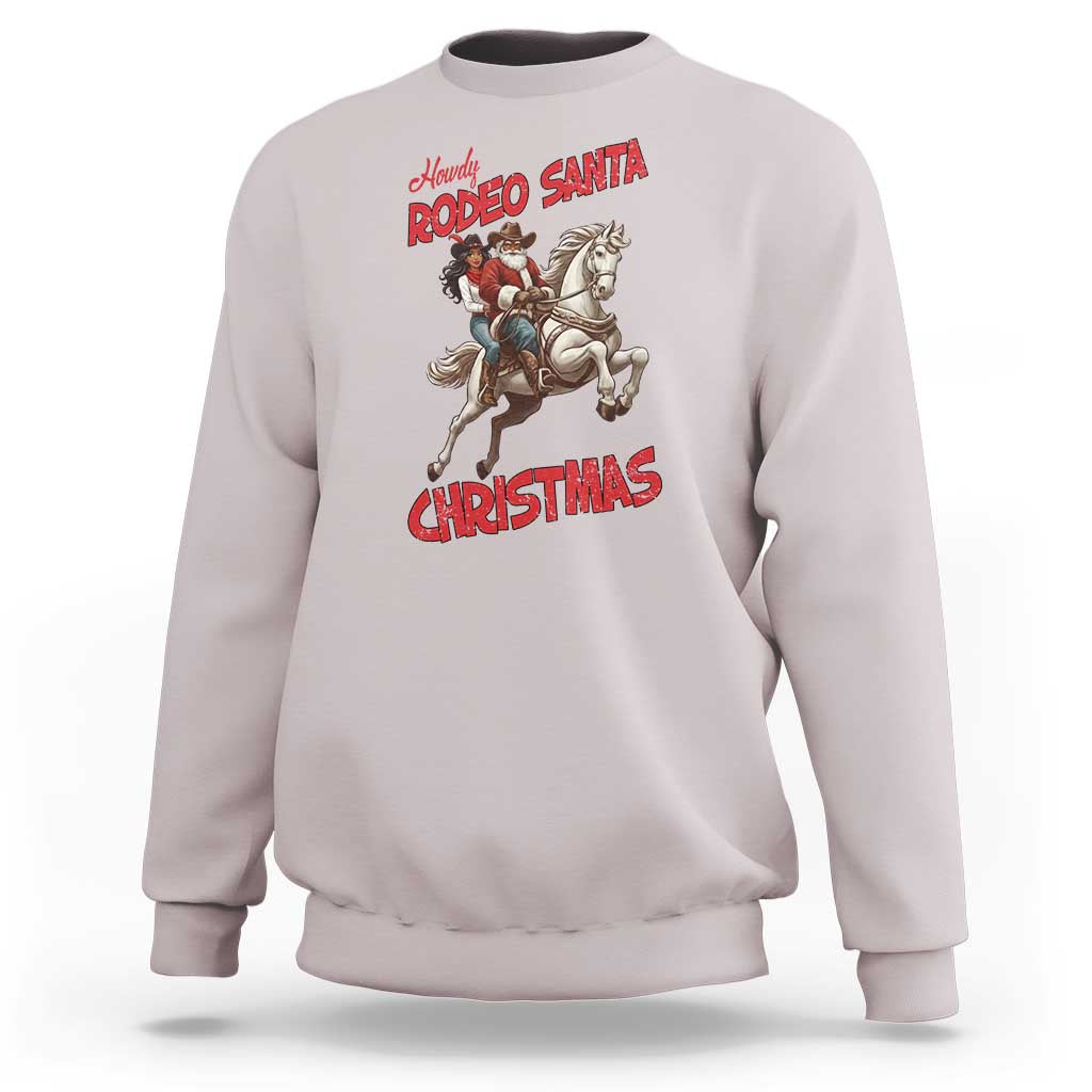 Black Cowboy Santa Christmas Sweatshirt African American Western - Wonder Print Shop