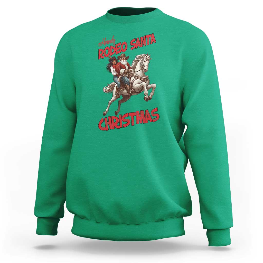 Black Cowboy Santa Christmas Sweatshirt African American Western - Wonder Print Shop