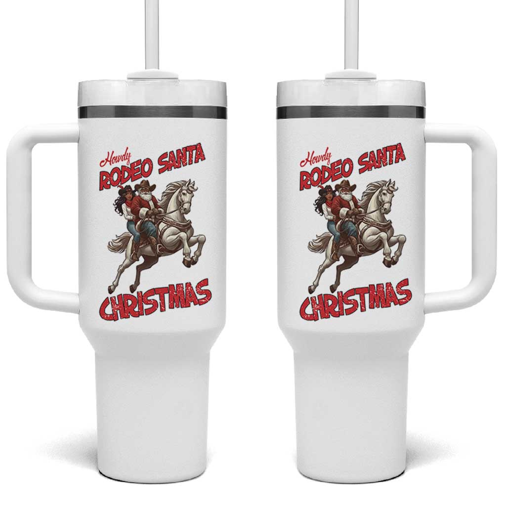 Black Cowboy Santa Christmas Tumbler With Handle African American Western - Wonder Print Shop