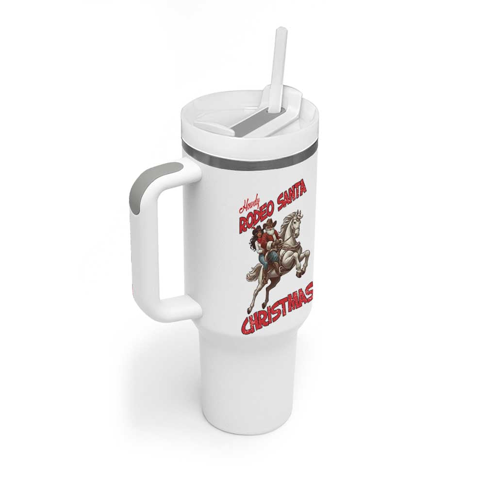 Black Cowboy Santa Christmas Tumbler With Handle African American Western - Wonder Print Shop