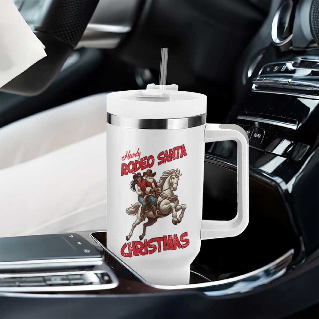 Black Cowboy Santa Christmas Tumbler With Handle African American Western - Wonder Print Shop