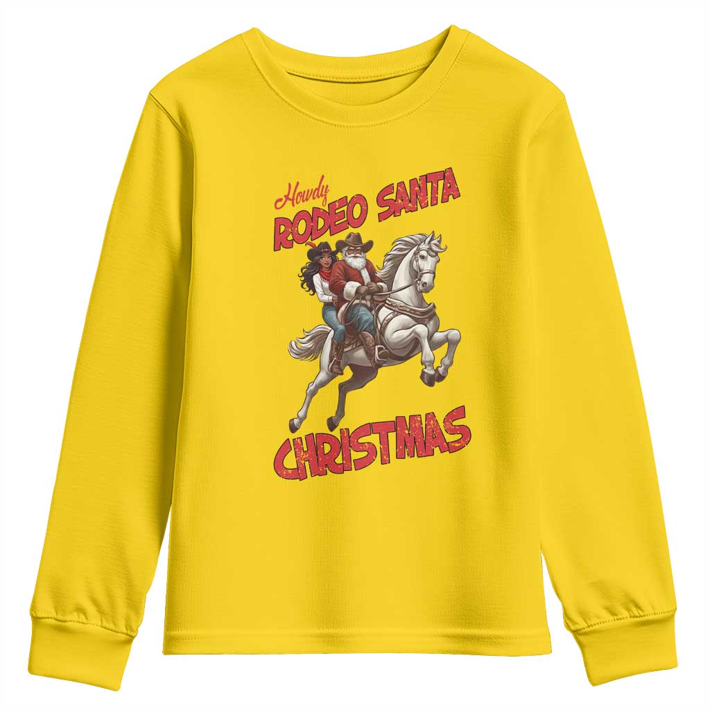 Black Cowboy Santa Christmas Youth Sweatshirt African American Western - Wonder Print Shop