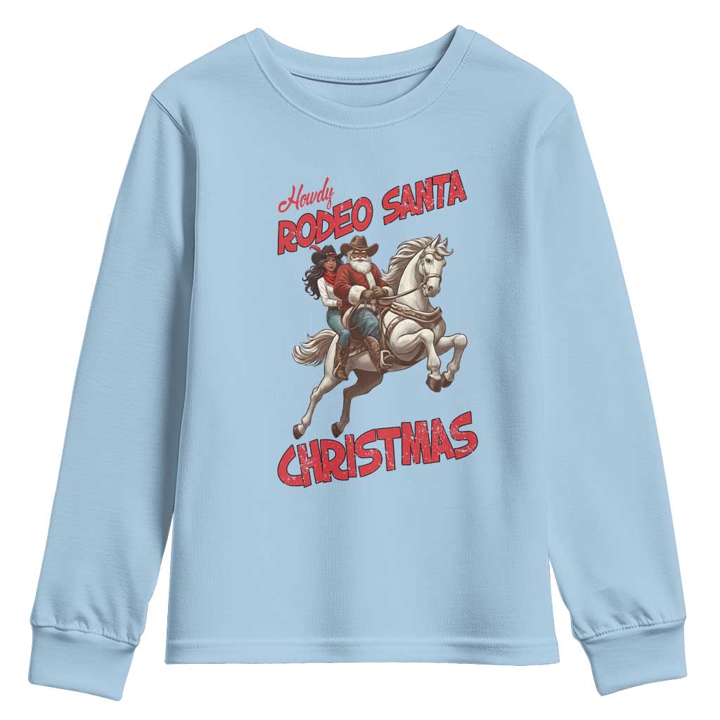 Black Cowboy Santa Christmas Youth Sweatshirt African American Western - Wonder Print Shop