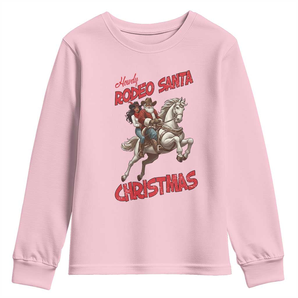 Black Cowboy Santa Christmas Youth Sweatshirt African American Western - Wonder Print Shop