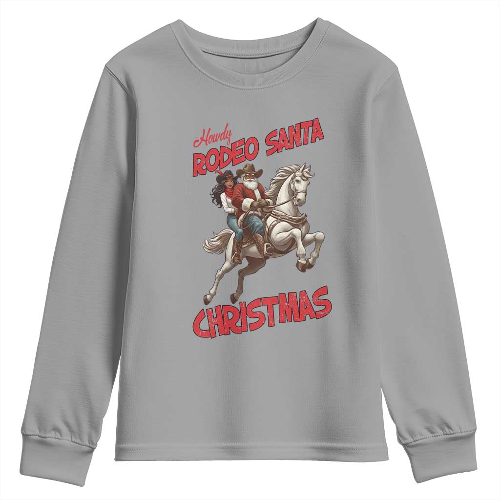 Black Cowboy Santa Christmas Youth Sweatshirt African American Western - Wonder Print Shop