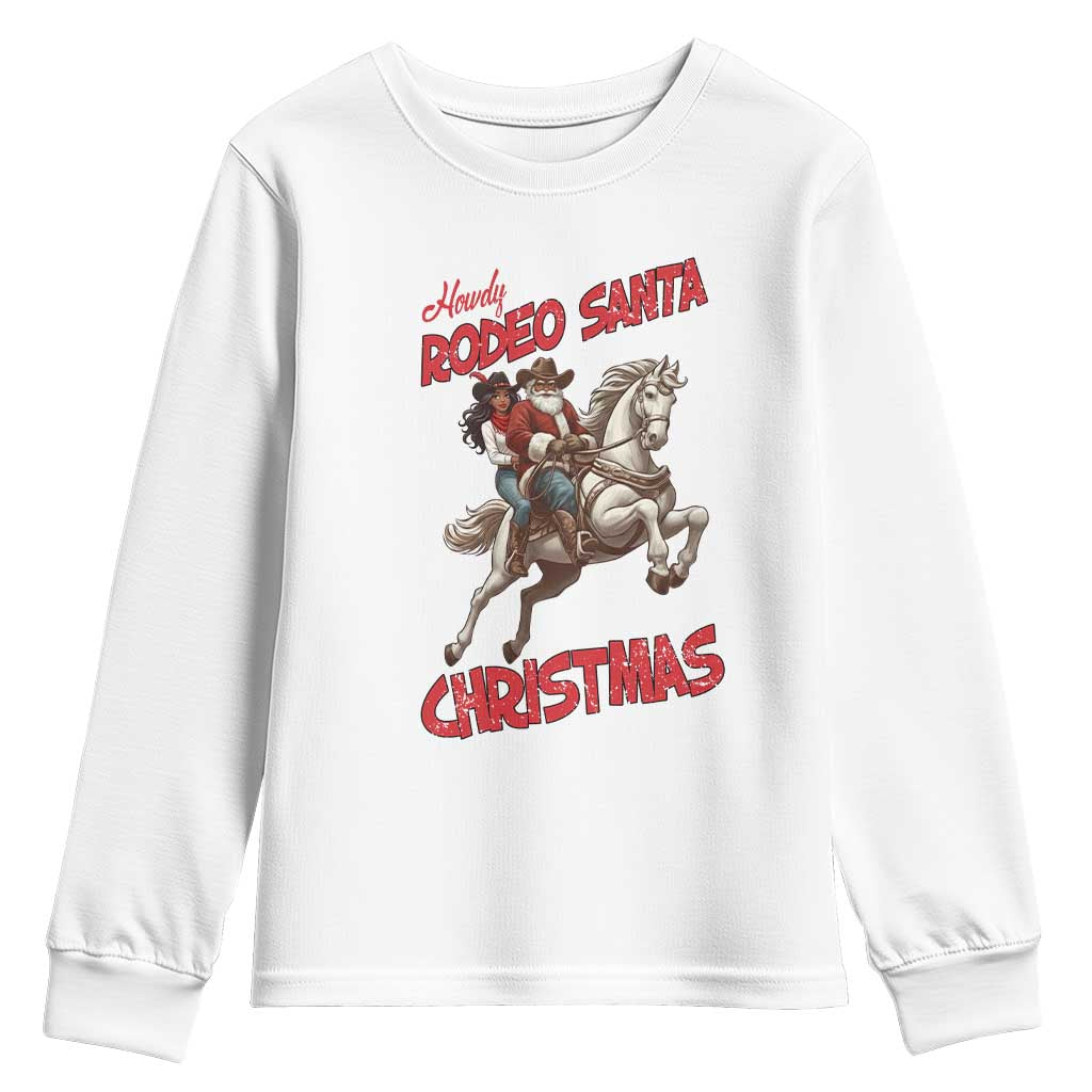 Black Cowboy Santa Christmas Youth Sweatshirt African American Western - Wonder Print Shop