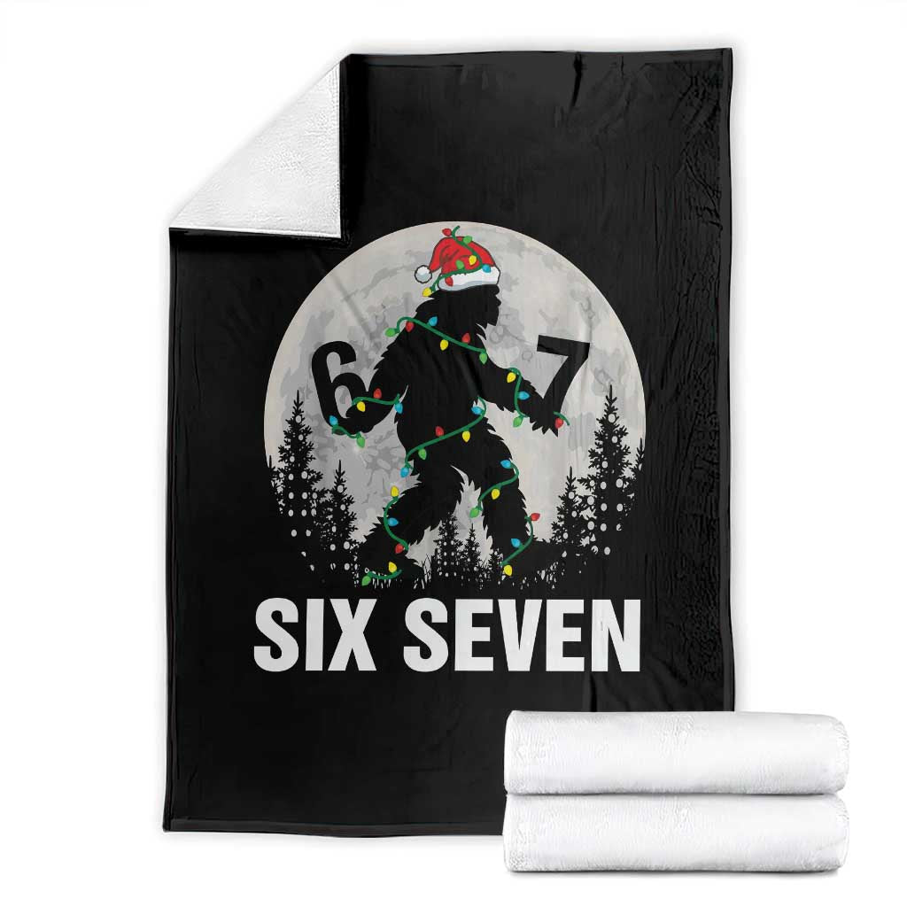67 Six Seven Throw Blanket Funny Bigfoot Christmas Sasquatch Moon - Wonder Print Shop