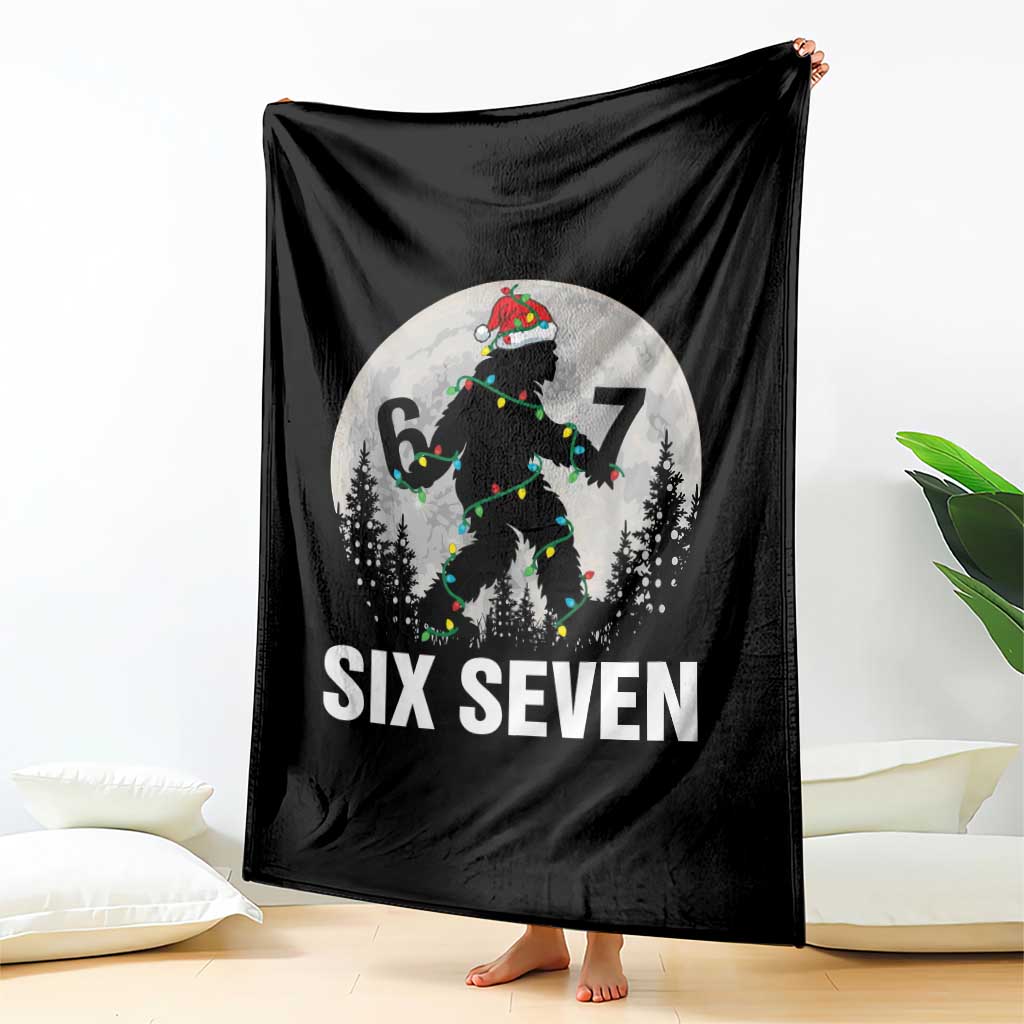 67 Six Seven Throw Blanket Funny Bigfoot Christmas Sasquatch Moon - Wonder Print Shop