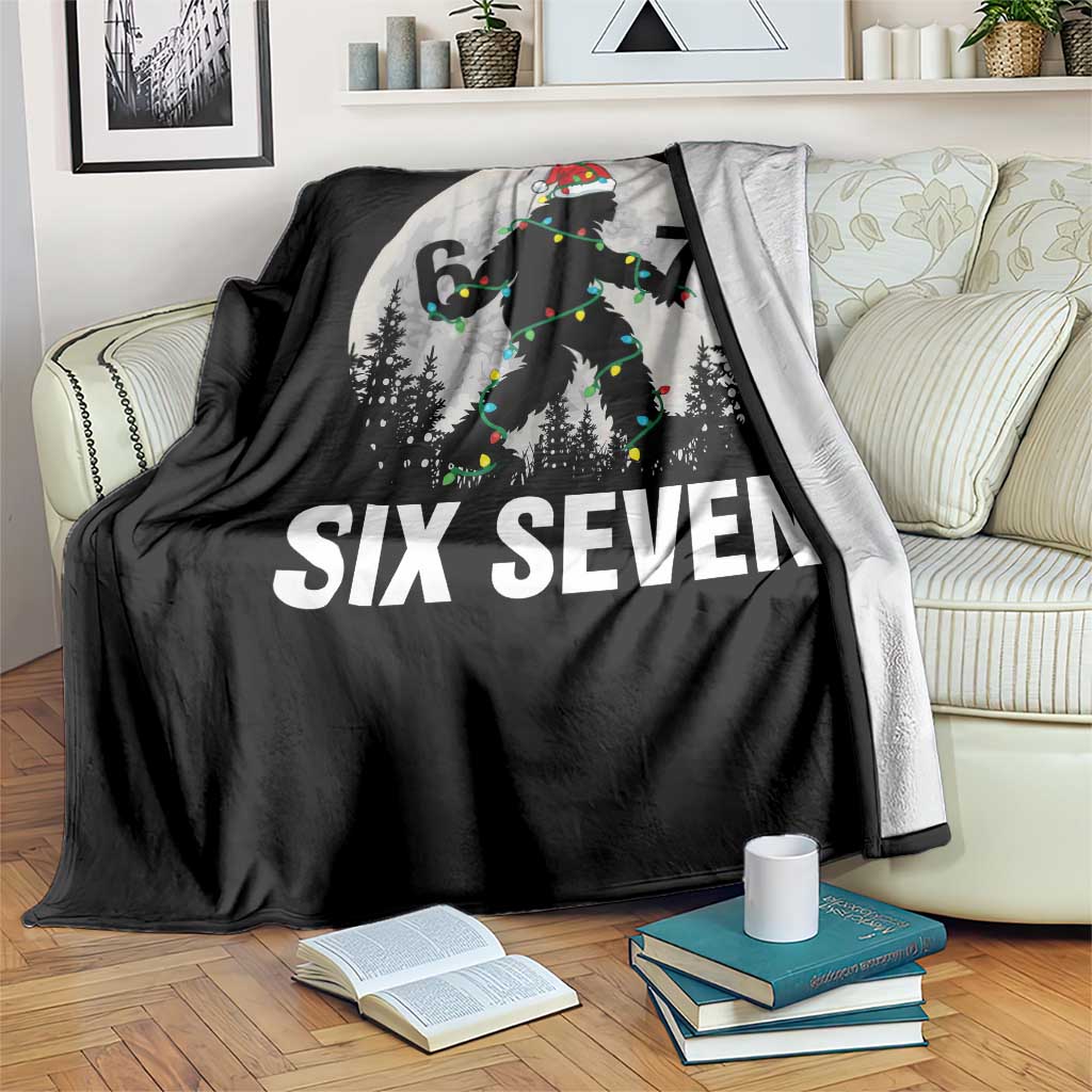 67 Six Seven Throw Blanket Funny Bigfoot Christmas Sasquatch Moon - Wonder Print Shop