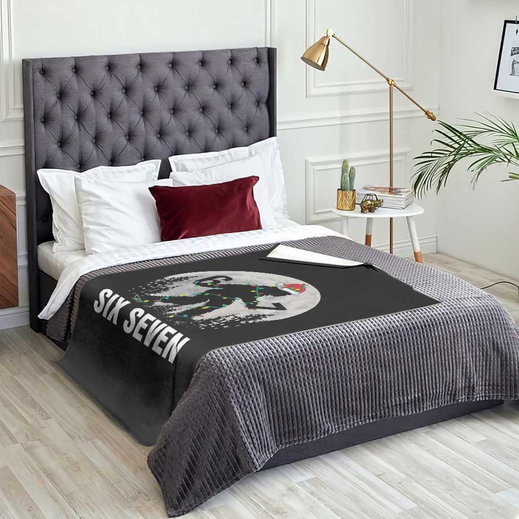 67 Six Seven Throw Blanket Funny Bigfoot Christmas Sasquatch Moon - Wonder Print Shop