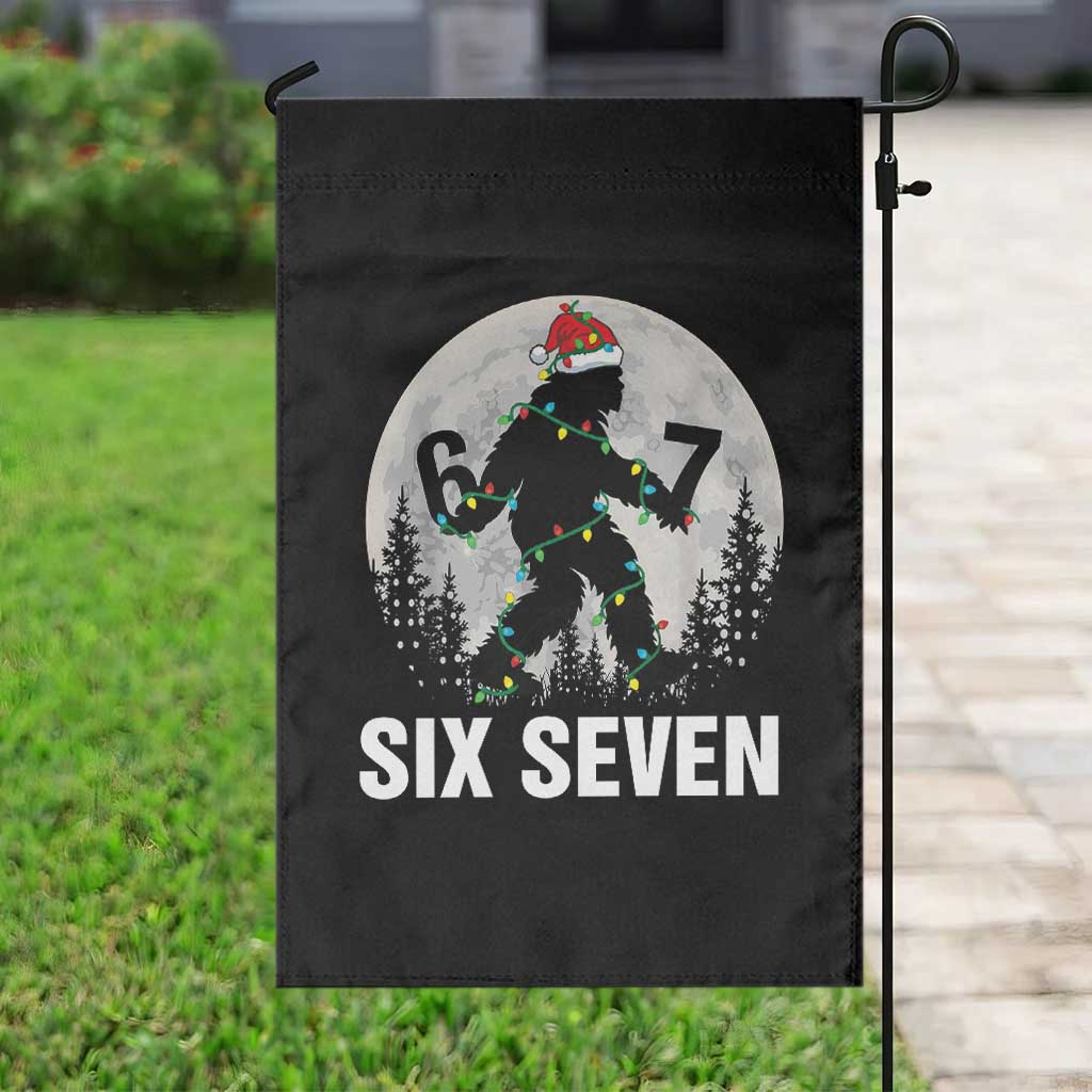 67 Six Seven Garden Flag Funny Bigfoot Christmas Sasquatch Moon - Wonder Print Shop