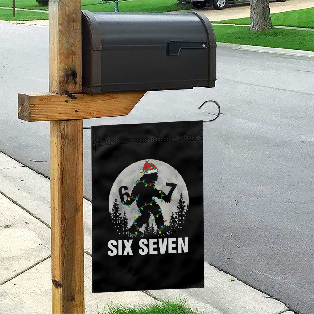 67 Six Seven Garden Flag Funny Bigfoot Christmas Sasquatch Moon - Wonder Print Shop