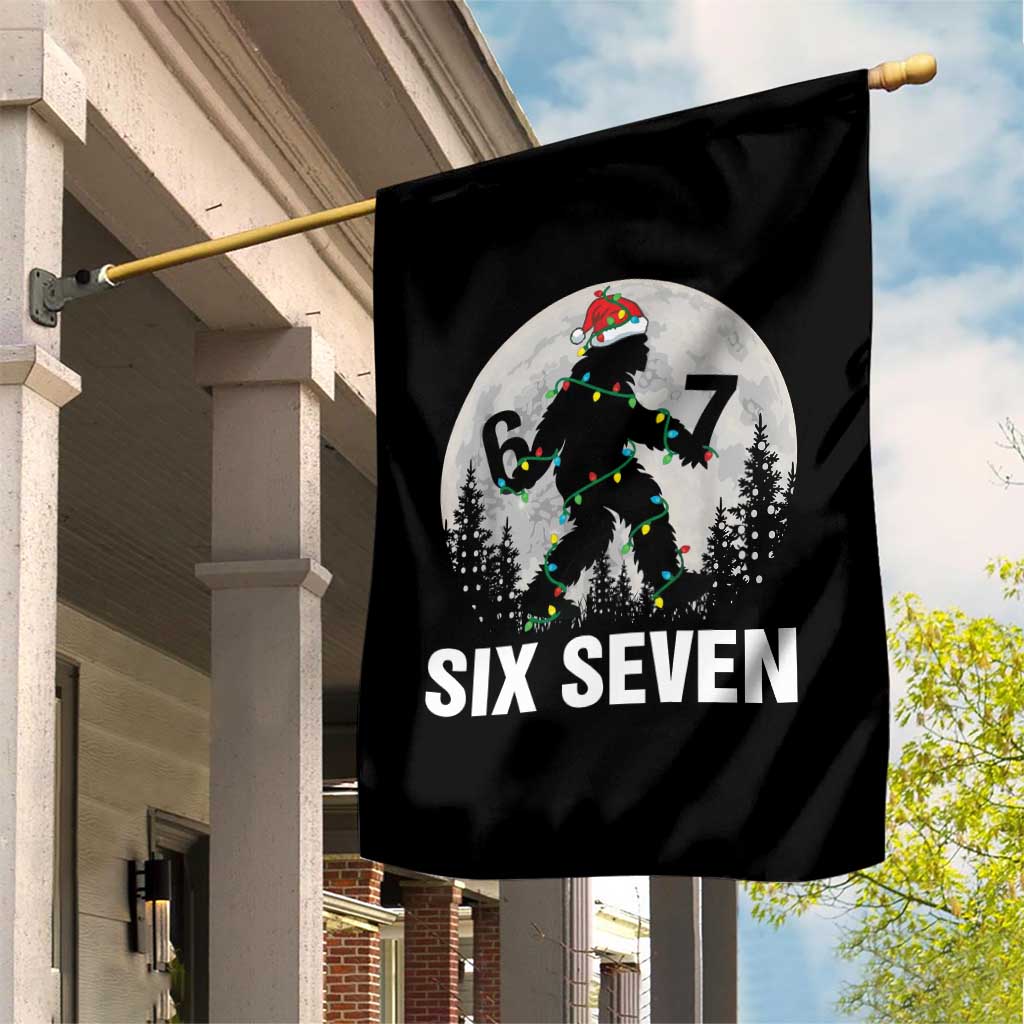 67 Six Seven Garden Flag Funny Bigfoot Christmas Sasquatch Moon - Wonder Print Shop