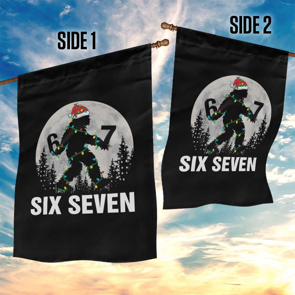 67 Six Seven Garden Flag Funny Bigfoot Christmas Sasquatch Moon - Wonder Print Shop