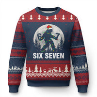 67 Six Seven Ugly Christmas Sweater Funny Bigfoot Xmas Sasquatch Moon - Wonder Print Shop