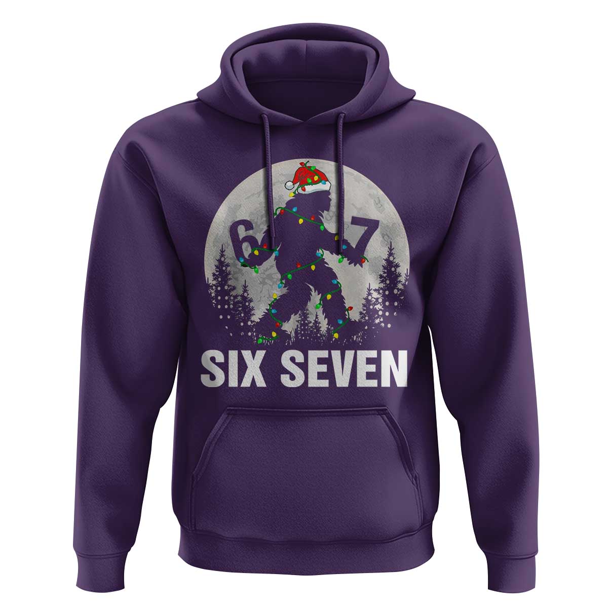 67 Six Seven Hoodie Funny Bigfoot Christmas Sasquatch Moon - Wonder Print Shop
