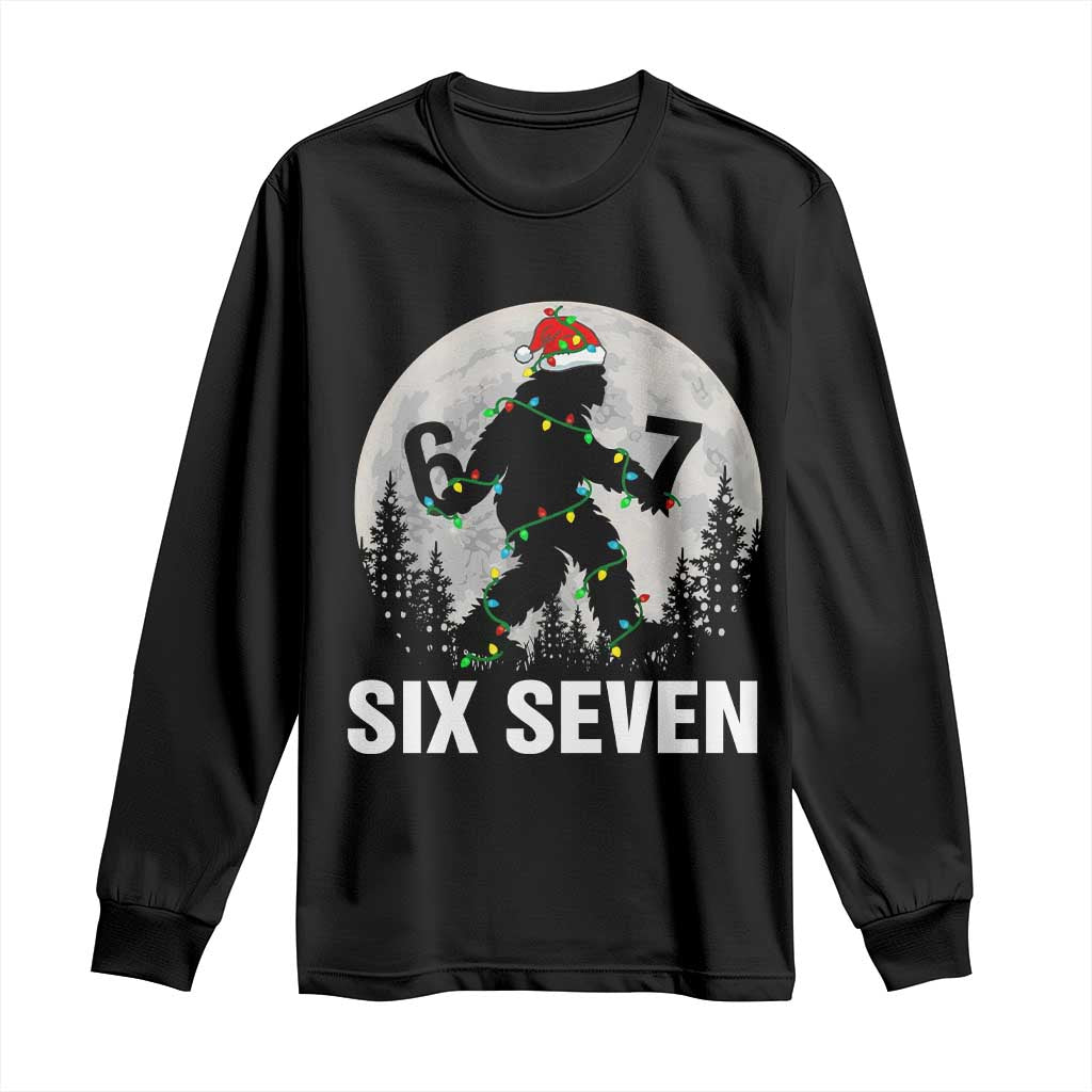 67 Six Seven Long Sleeve Shirt Funny Bigfoot Christmas Sasquatch Moon - Wonder Print Shop