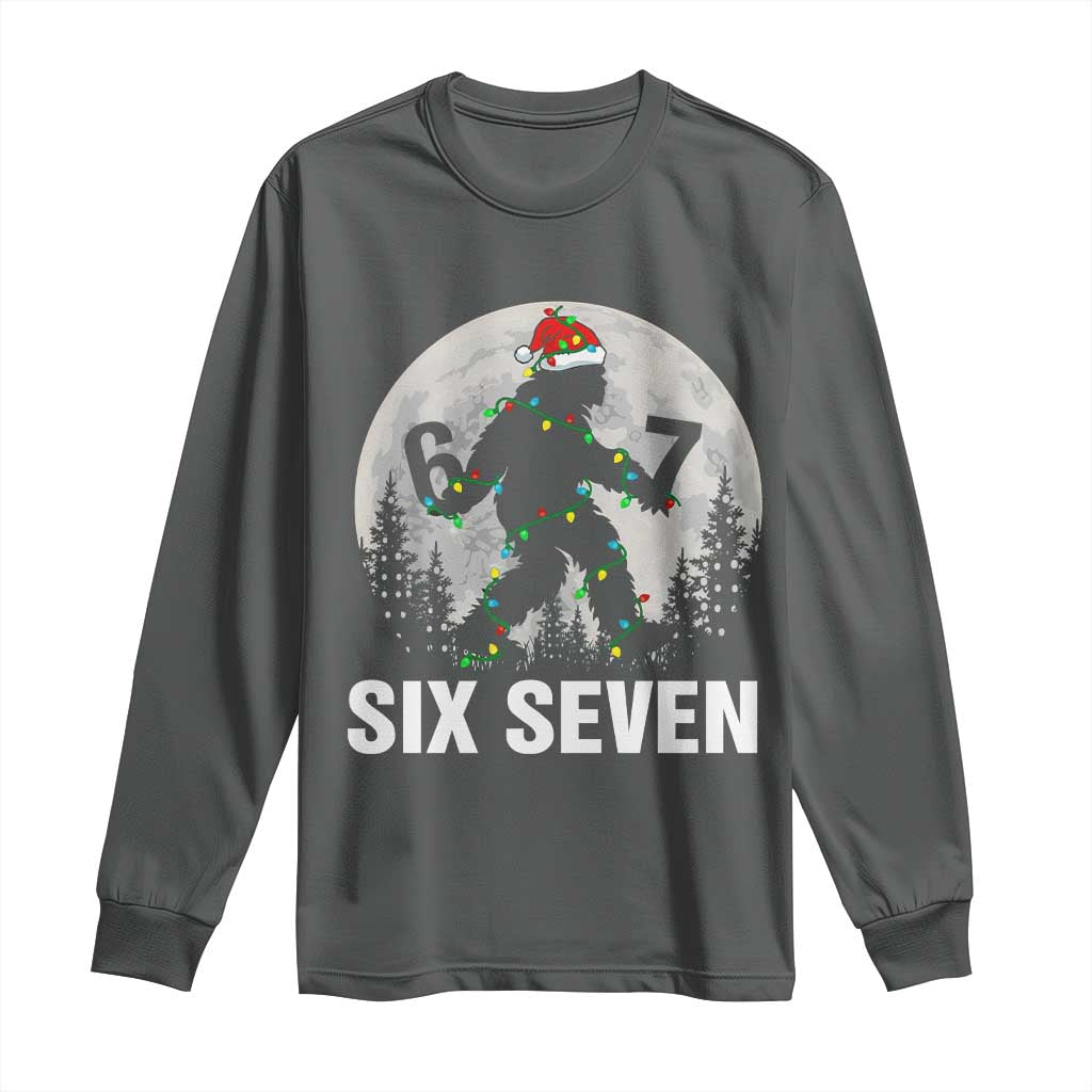67 Six Seven Long Sleeve Shirt Funny Bigfoot Christmas Sasquatch Moon - Wonder Print Shop