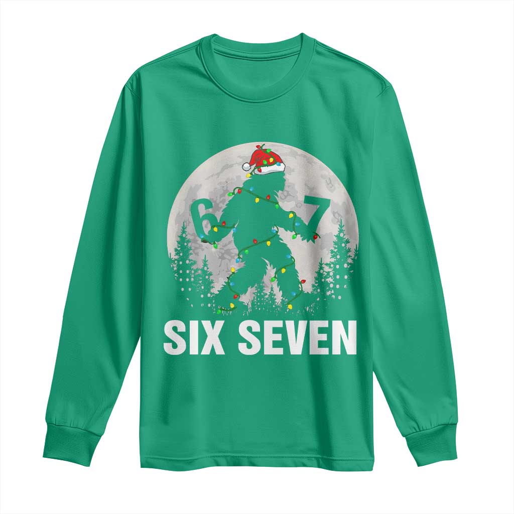 67 Six Seven Long Sleeve Shirt Funny Bigfoot Christmas Sasquatch Moon - Wonder Print Shop