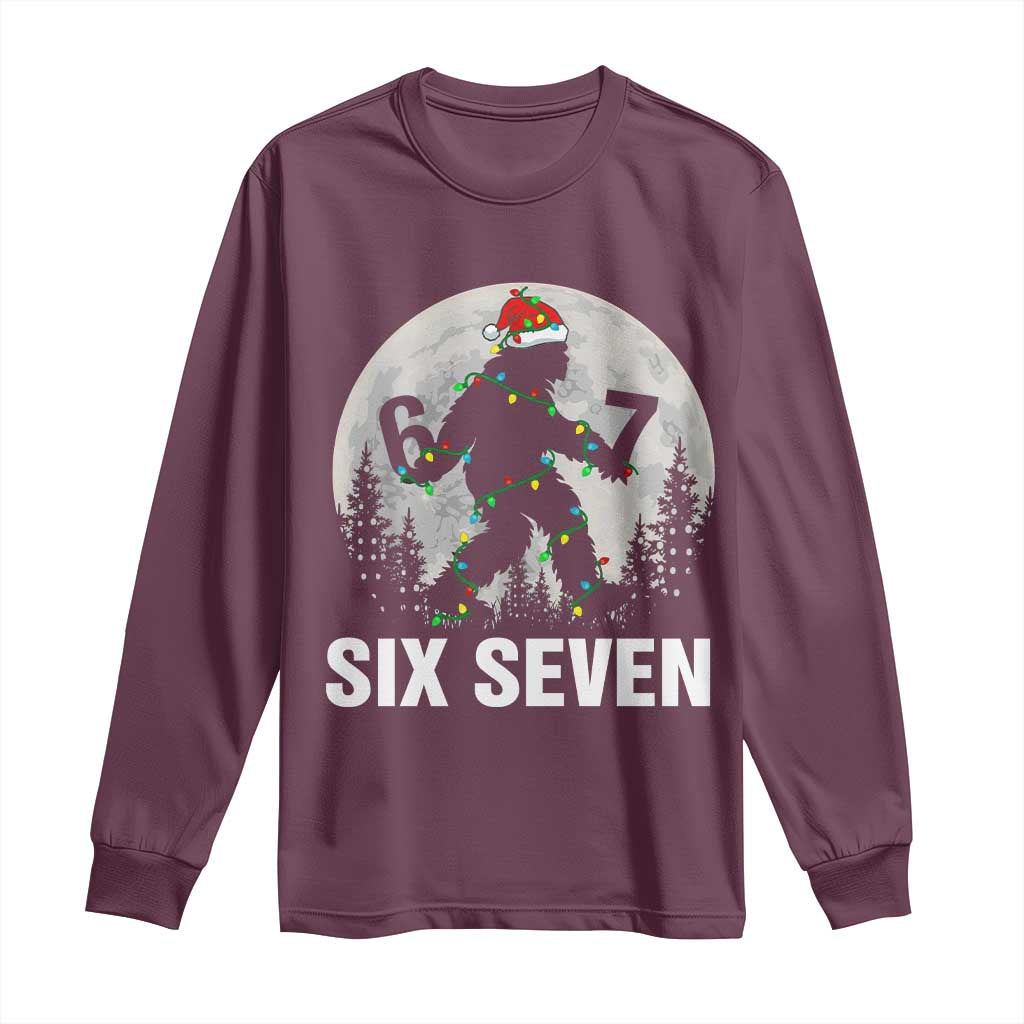 67 Six Seven Long Sleeve Shirt Funny Bigfoot Christmas Sasquatch Moon - Wonder Print Shop