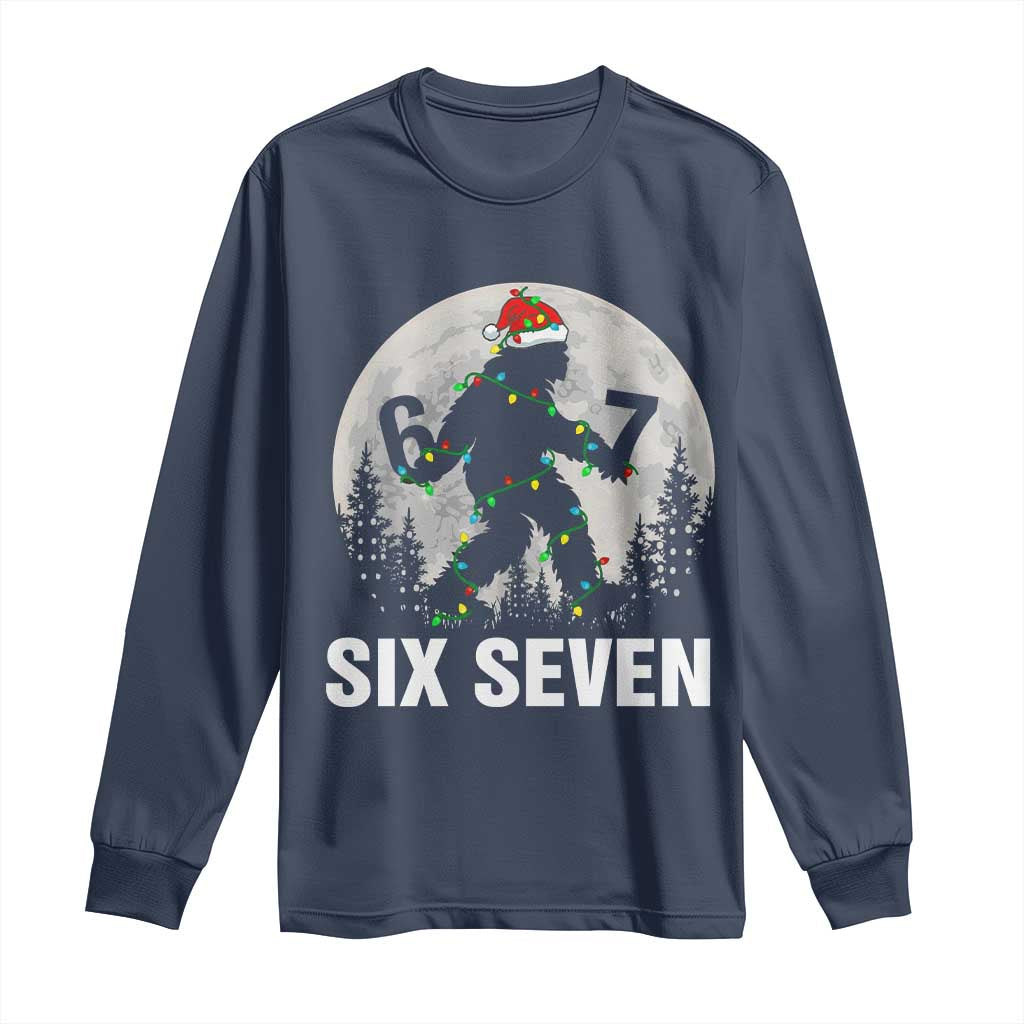 67 Six Seven Long Sleeve Shirt Funny Bigfoot Christmas Sasquatch Moon - Wonder Print Shop