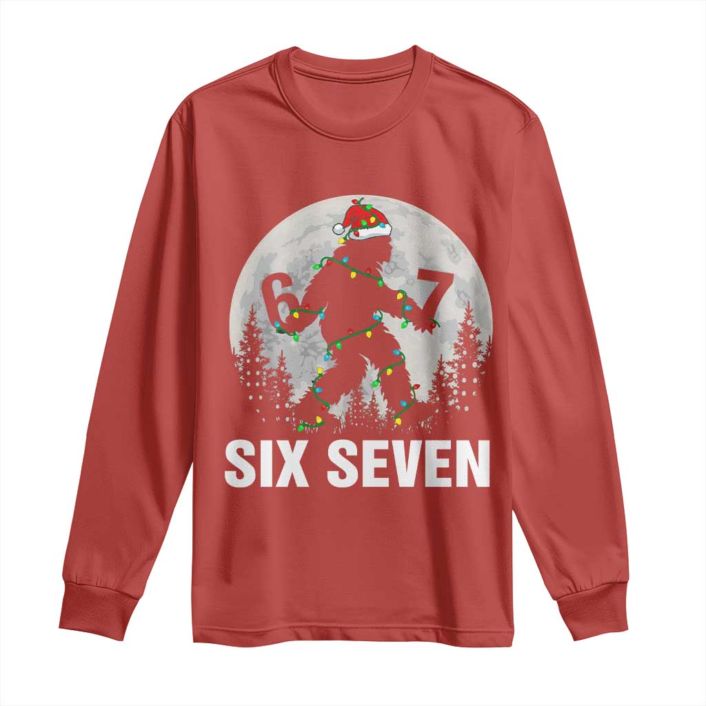 67 Six Seven Long Sleeve Shirt Funny Bigfoot Christmas Sasquatch Moon - Wonder Print Shop